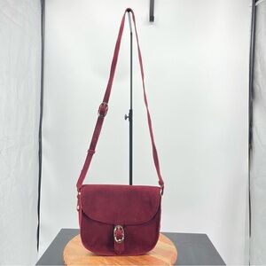 Emma Fox Suede saddle Crossbody Purse bag red